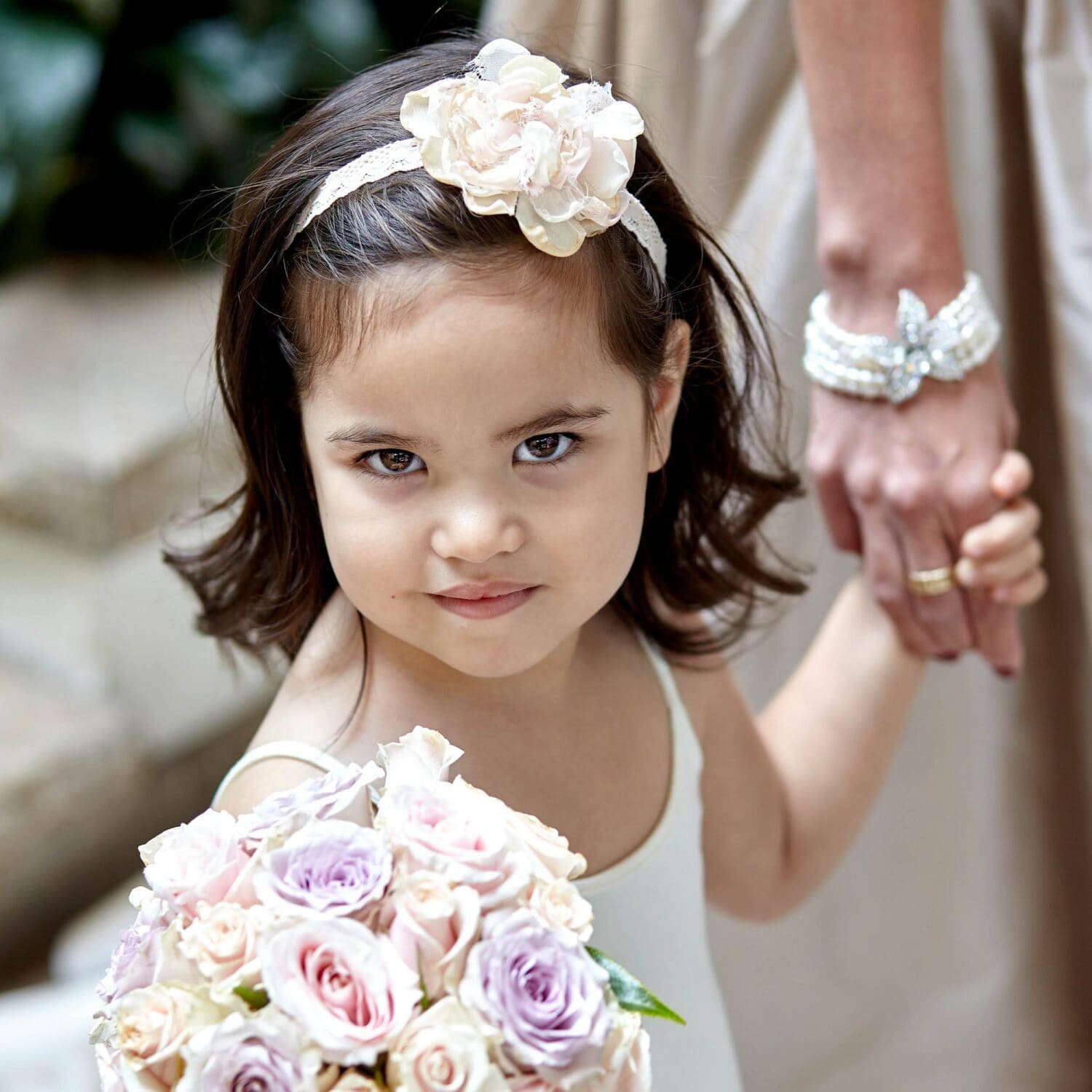 Flower Girl smiling at camera