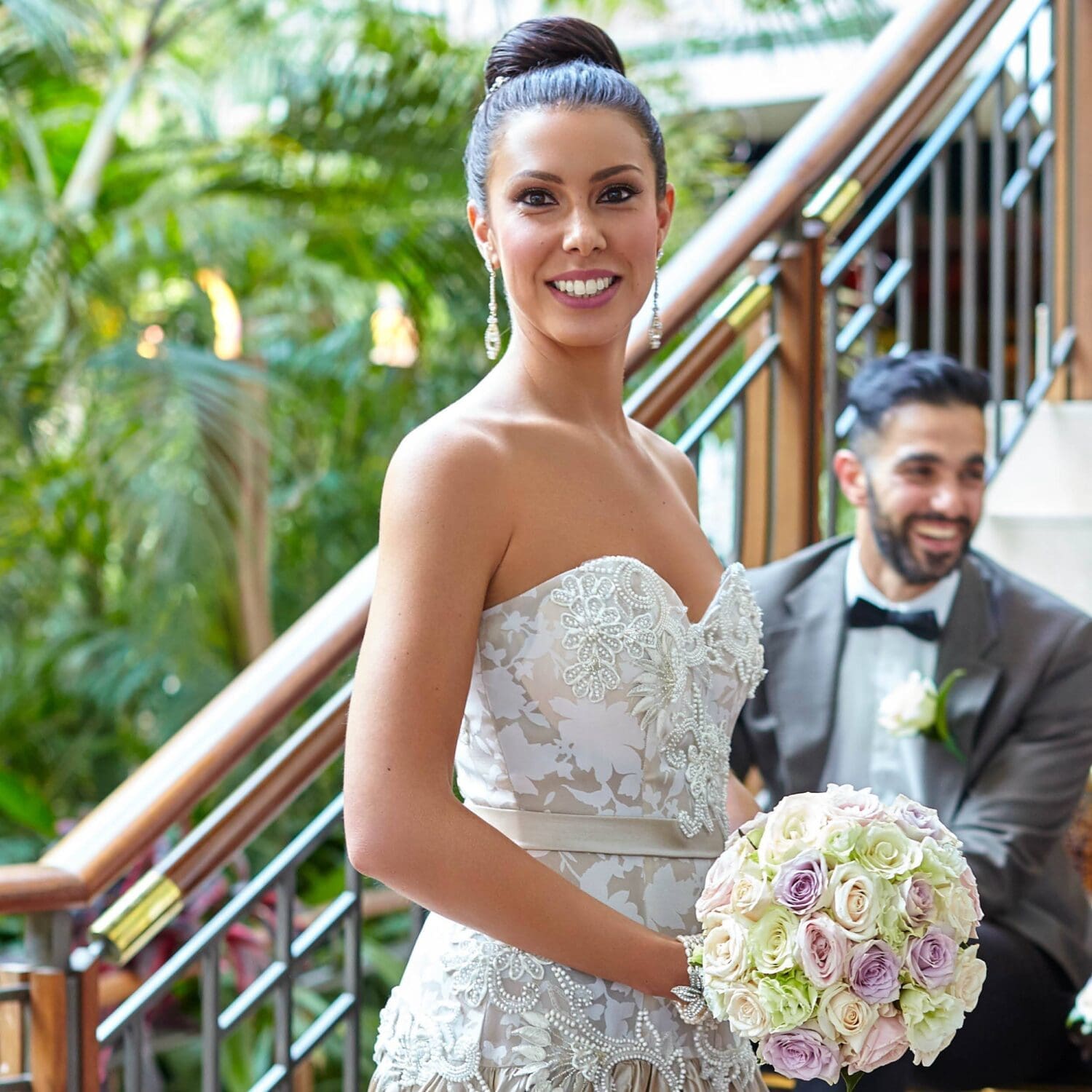 Bride smiling at camera