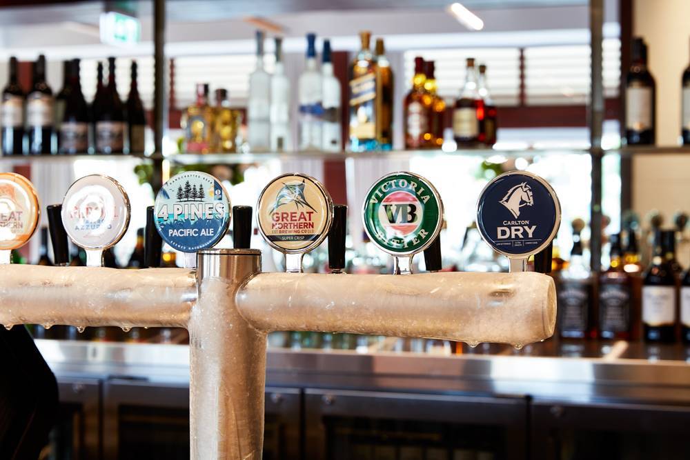 Up close of beer taps in Terrace