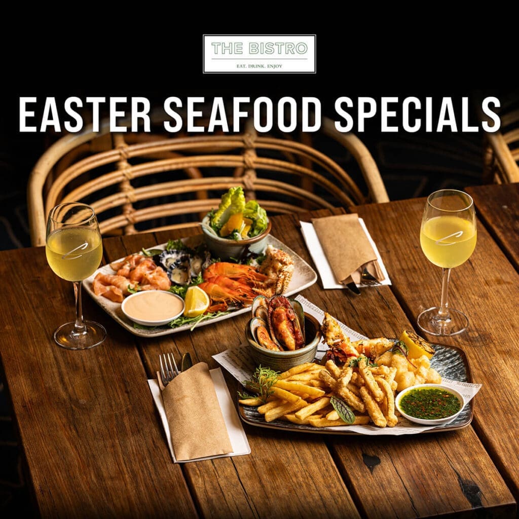 easter seafood special at the bistro, hot and cold seafood platters